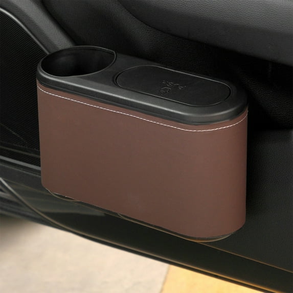 Car Trash Can Car Cup Holder 2in1 Car Organizers and Storage Leakproof Vehicle Garbage Can Car Trash Can with Lid Automotive Garbage Container Bin for Vehicle, Home, Office