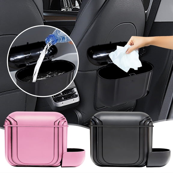 Car Trash Can Car Garbage Can Car Trash Can for Back Seat Car Trash Can with Lid Vehicle Trash Can Seat Back Outlet Side Door Interior Storage Bucket Multifunctional Car Garbage Can