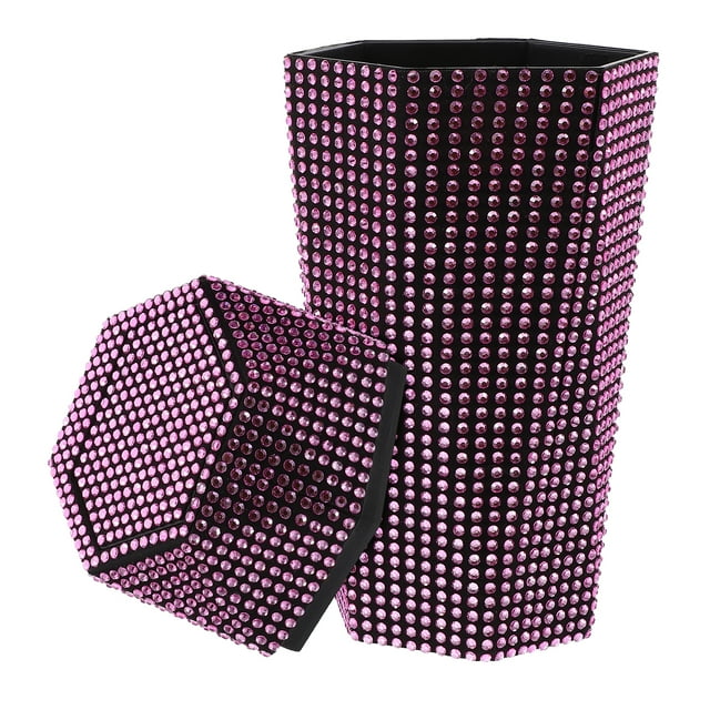 HYL World Bling Car Trash Can Crystal Car Garbage Can Bling Car Trash With Lid Car Accessories,Black