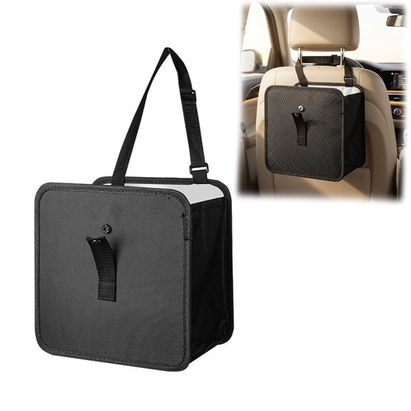 Car Trash Can, Foldable Hanging Bag 2 Gallon, Leakproof Auto Garbage with Liner, Collapsible Interior Accessory for SUV Truck RV