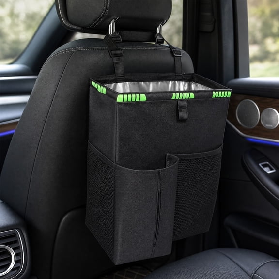 Car Trash Can Hanging Storage Bag Auto Garbage Organizer Bag Waterproof Seat Back Trash Bin With Pockets For Car SUV Truck Interior Organization Travel Use