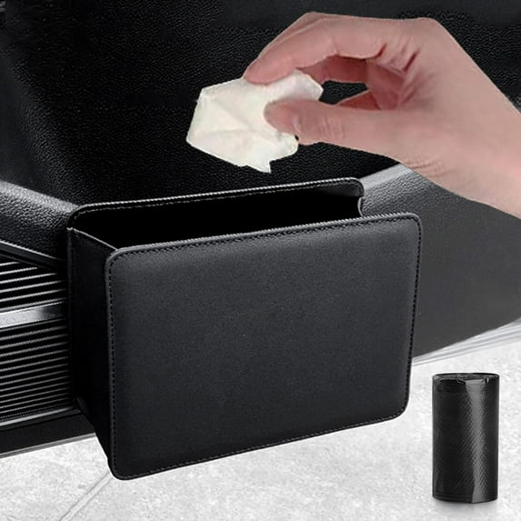 Car Trash Can, Leather Vehicle Trash Bin Car Dustbin Garbage Organizer ...