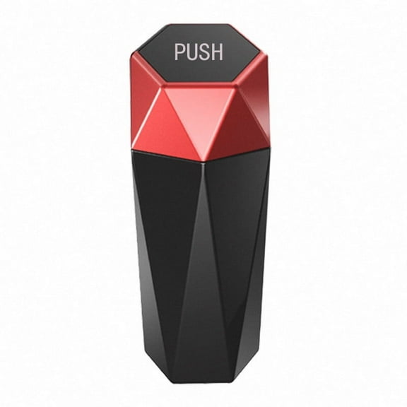 Car Trash Can with Lid, Diamond Design Small Automatic Portable Trash Can, Easy to Clean, Used in Car Home Office - Car Trash Bins That are Convenient to Clean(Red)
