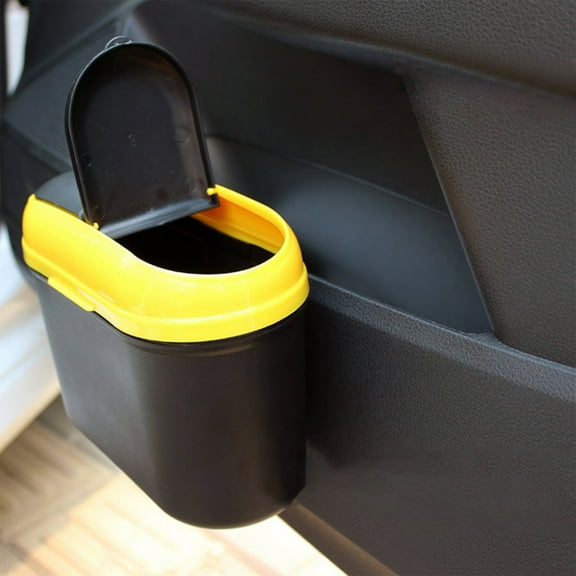 Car Trash Can with Lid | Mini Auto Dustbin Organizer - Waterproof Leak-proof Plastic - Compact Large Capacity | Universal Fit for Vehicle, Home, Office | 7.08x5.5x3.15in - Black