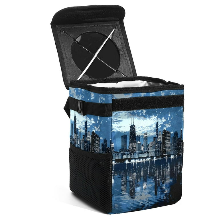 Car Trash Can with Lid - Car Trash 2024 Bag Hanging with Storage Pockets Leak-Proof