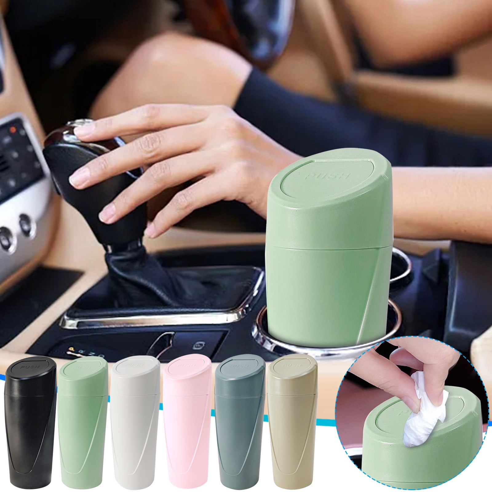 Car Trash Can with Press Lid - Compact, Waterproof, Odor-Proof Vehicle ...