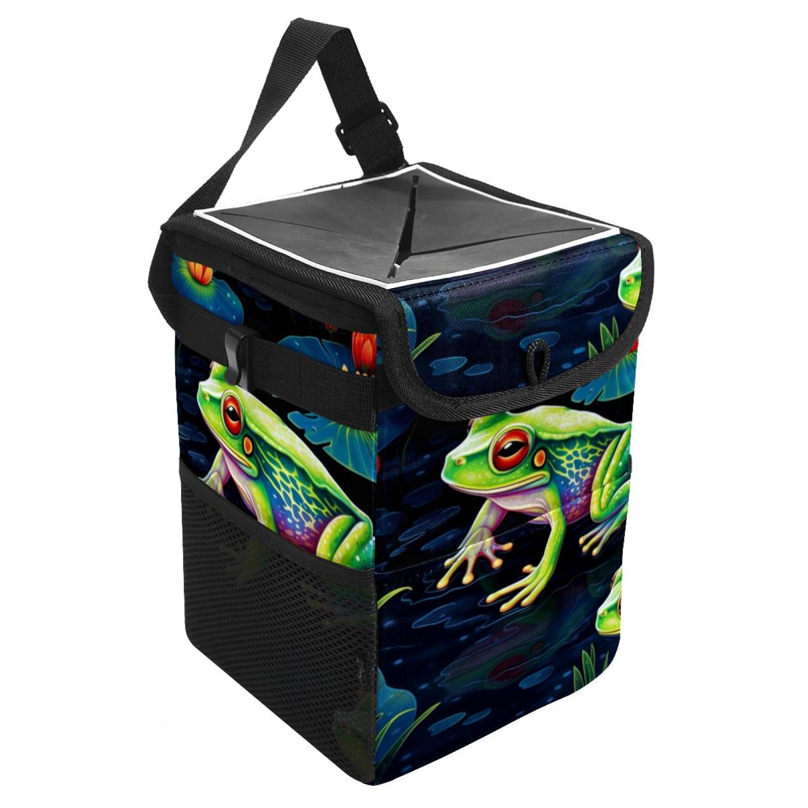 Car Trash Receptacle with Lid, Hanging Vehicle Organizer with Storage