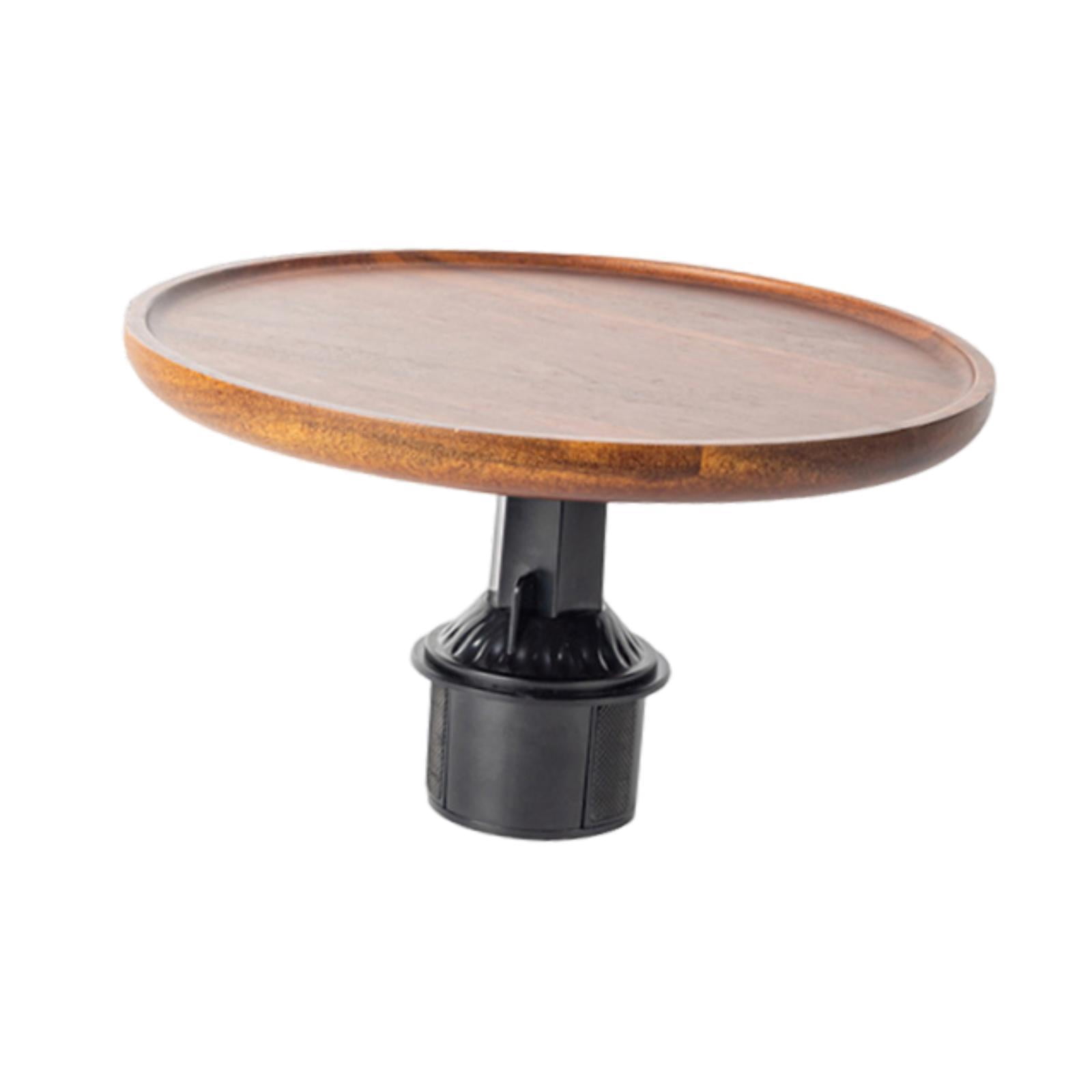 Car Tray Table Food Holder Laptop Desk Solid Wood Rotating Surface for Commuters and Travelers