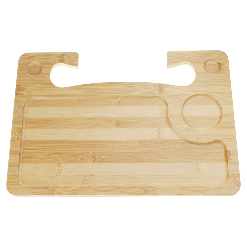 Natural Bamboos Steering Wheel Tray For Car Double Surfaces Design Portable Foldable Food Laptop Desk Organizers Nonslip