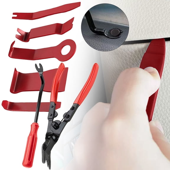 Car Trim Removal Tool Set, 7 Piece Auto Door Panel Pry Tool Kit, Interior Clip Fastener Remover, Non Scratch Dashboard Disassembly Tools for Stereo Audio, 7-Piece Disassembly Tool Set