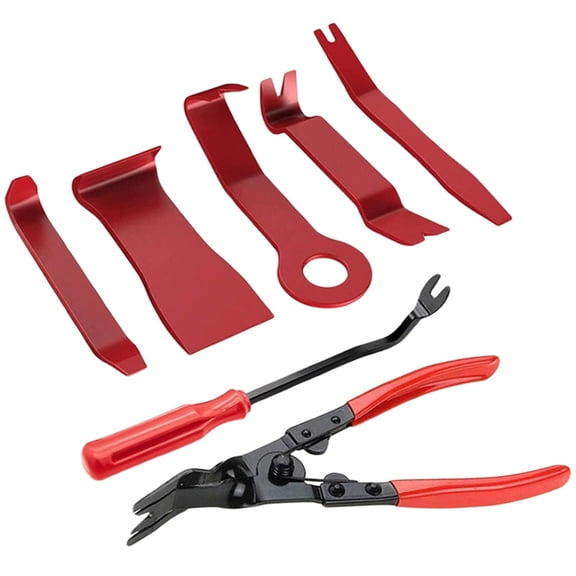 Car Trim Removal Tool Set 7PCS, Plastic Pry Tools with Clip Pliers, Door Panel and Dashboard Remover Kit, No-Scratch Fastener Removal Tools, Essential Tools for Auto Interior Repair