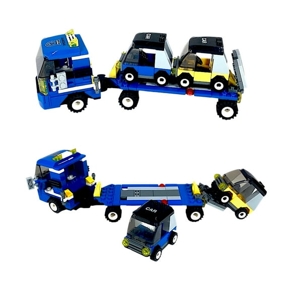 General Jims Toys & Bricks Blue Car Hauler Truck, Mini Car Building Blocks Set