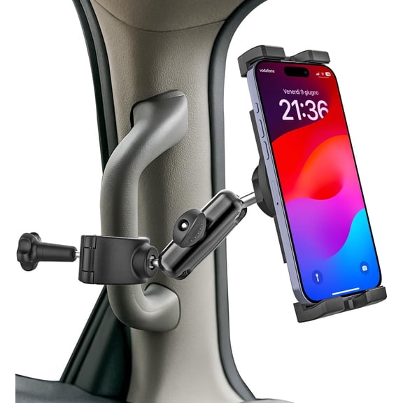 Car/Truck A Pillar Grab Handle Phone Mount, [Metal Arm] Grab Handle Phone Holder for Truck, Pickup, SUV, Van, Tractor, Forklift, for iPhone 17 Pro Max/16/15, Galaxy S25, Z Fold 7, 4.7-8" Phones