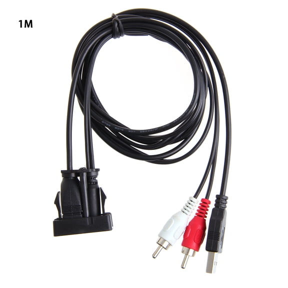 Car Auto USB 2 RCA To 3.5mm Female Flush Mount AUX Stereo Universal for MP3 Player External Device 1/8