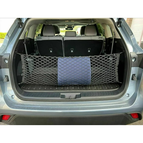 Car Trunk Cargo Net - Made and Fit 100% Specific Vehicle for SUV Toyota Highlander 2014-2023 Elastic Mesh Storage Organizer - Premium Accessories Trunk Cargo Luggage Netting