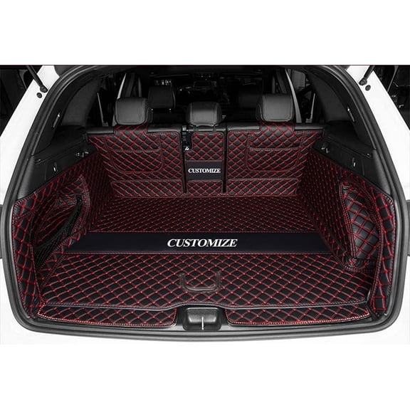 Car Trunk Mat Full Coverage for Tesla for BMW for Mercedes for Volvo for Mazda for Jeep Compatible with Lexus for Porsche for Infiniti for Maserati Dog Boot Mat - Black/Red