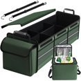 thumbnail image 1 of Car Trunk Organizer,115L Heavy Duty Collapsible Trunk Storage, with Insulated Leakproof Cooler Bag Vehicle Cargo Organizer with Lid, 3 Compartments, Straps For Car,Suv,Jeep,Sedan-Green, 1 of 12