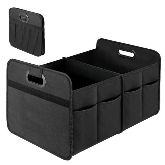 Car Trunk Organizer, 2 Compartments Collapsible Trunk Storage, Anti ...