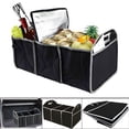 thumbnail image 1 of Car Trunk Organizer 3 Section Collapsible Storage Box, Foldable Cargo Organizer with Handles and Mesh Pockets for SUV Truck Van Car, Black, 1 of 18