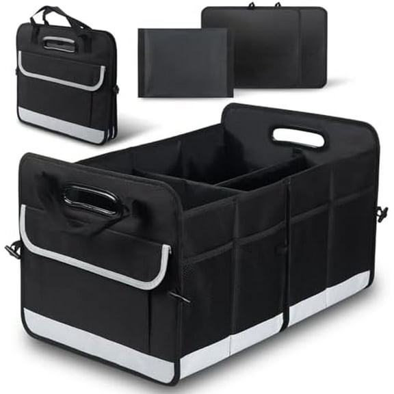 Car Trunk Organizer, 72L Large Capacity Waterproof Auto Storage with Non-Slip Bottom Strips, Collapsible Cargo Organizer for Suv, Truck, Sedan, Portable Car Accessories for Women Men