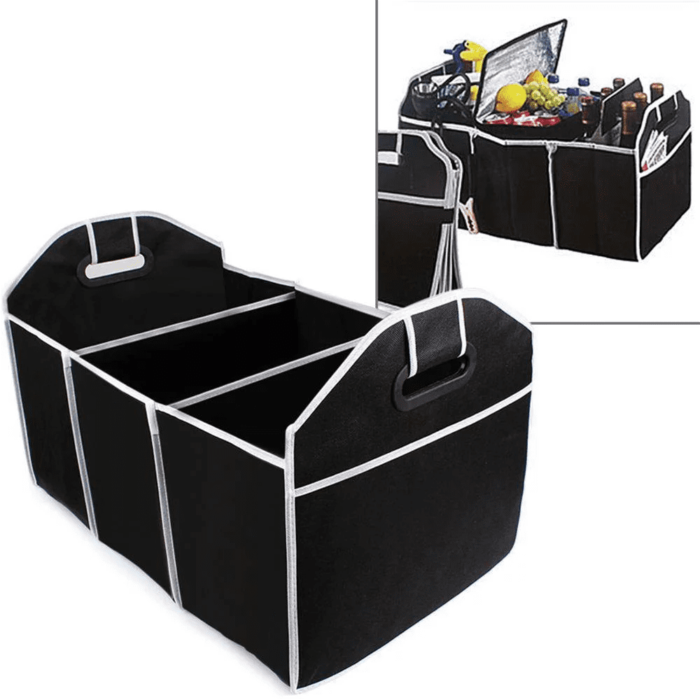 Auto Vehicle Car Trunk Organizer, 3 Section Collapsible Storage Box for