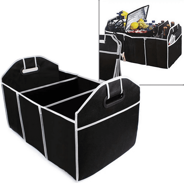 Auto Vehicle Car Trunk Organizer, 3 Section Collapsible Storage Box for