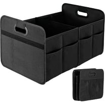 Car Trunk Organizer,Collapsible 2 Compartment Automotive Storage Box,50L Travel Accessories for Any Cars and SUV,Black