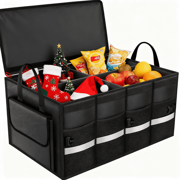 WYAJU Car Trunk Organizer Collapsible Multi Compartment With Lid 600D Oxford 65L