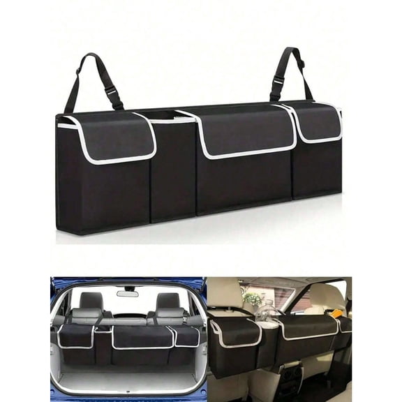 Car Trunk Organizer, Hanging Seat Back Storage Organizer with 4  Large Pockets, Space-saving Backseat Car Organizer