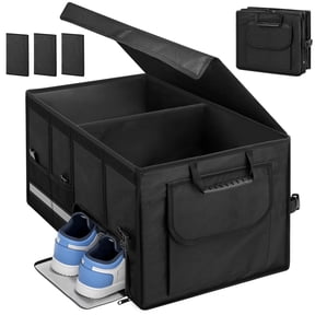 Car Trunk Organizer with 72L Large Capacity & Shoes Compartment, Collapsible Trunk Storage Organizer for Suv/Jeep/Sedan, Waterproof Car Accessories for Women & Men