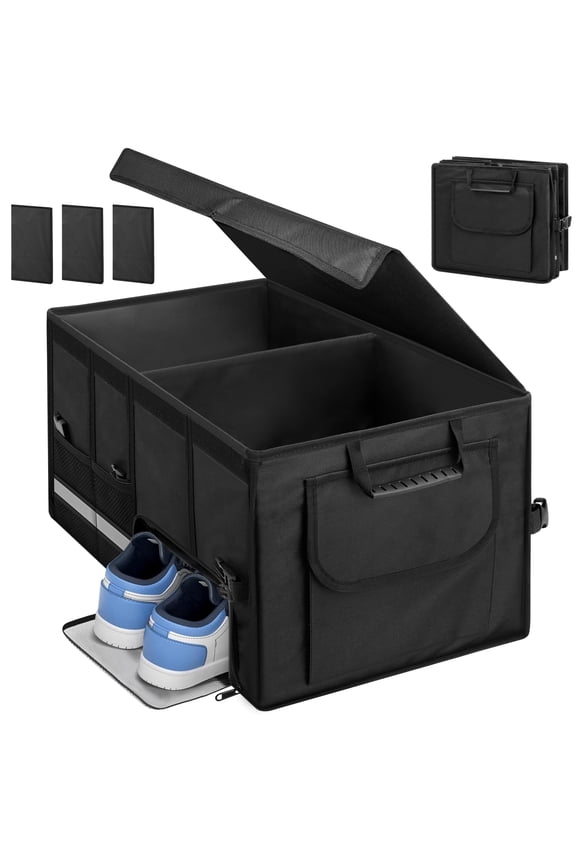 Car Trunk Organizer with 72L Large Capacity & Shoes Compartment, Collapsible Trunk Storage Organizer for Suv/Jeep/Sedan, Waterproof Car Accessories for Women & Men