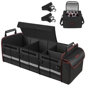 Car Trunk Organizer with Portable Leakproof Cooler Bag,Foldable Cover,Adjustable Securing Straps,Collapsible for Car,SUV,Truck and Other Vehicles