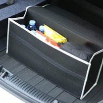 Car Trunk Storage Organizer With Lid, Collapsible Multi Compartment SUV Trunk Organizer, Non Slip Bottom, Waterproof, Dust-proof, Durable Storage for More Trunk Space (Black)