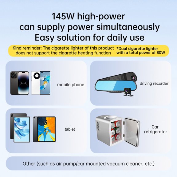 Car ,Type-c 2 Usb Display Car Suv With Pd45w Type-c Splitter 12-24v Car 145w Usb Led Display Pd45w Type-c 2 Led Display Car 2-socket Splitter Adapter 2-socket