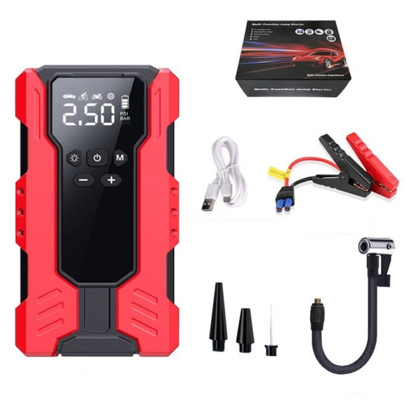 Car Tyre Inflator & Jump Starter 39800mAh 1800A Wireless Air Compressor with Digital Display LED Light Emergency