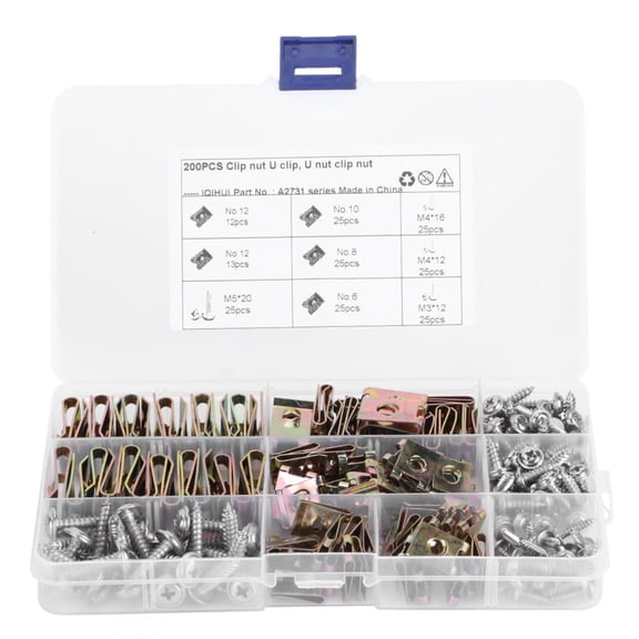 Car UClips Nuts 6/8/10/12 Assortment Interior Trim Fasteners with Stainless Steel Screws