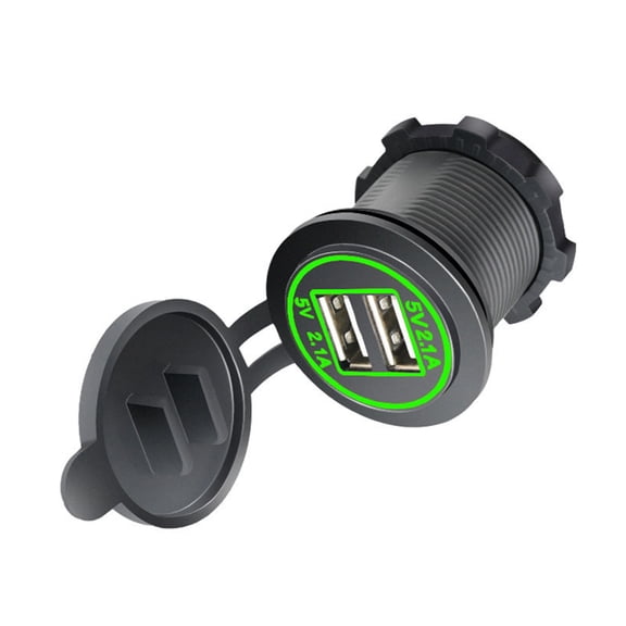 Car USB Charging Socket Outlet Double USB Outlet USB Power Outlet with Waterproof Caps Rings Light USB Port for Marine