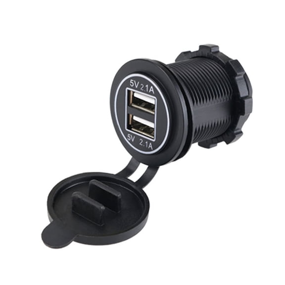 Car USB Charging Socket Outlet Double USB Outlet USB Power Outlet with Waterproof Caps Rings Light USB Port for Marine