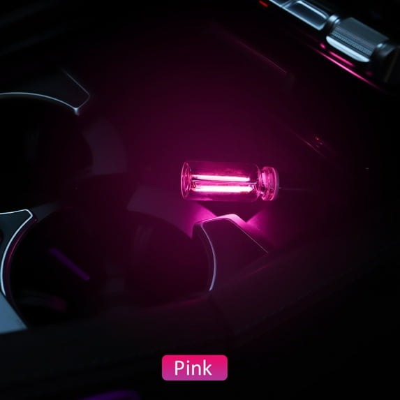 Car USB Glass Bottle Night Light Touch Adjustable Dimmable Portable LED Plug and Play Ambient Light for Auto Interior Bedroom Peach