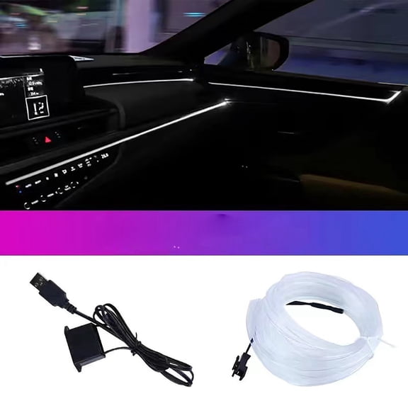 Car USB LED Light Strip - EL Neon Flex Tube, USB-Powered - Easy Installation, Energy Efficient - Party Atmosphere for Car Interior, Road Trips, Late-Night Cruises
