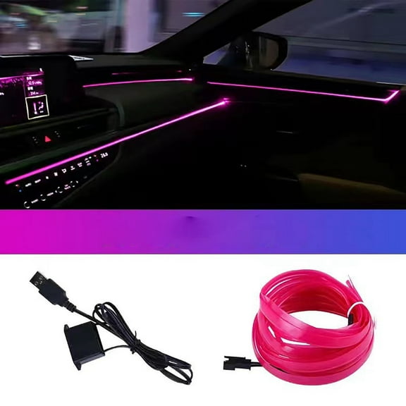 Car USB LED Light Strip - EL Neon Flex Tube, USB-Powered - Easy Installation, Energy Efficient - Party Atmosphere for Car Interior, Road Trips, Late-Night Cruises