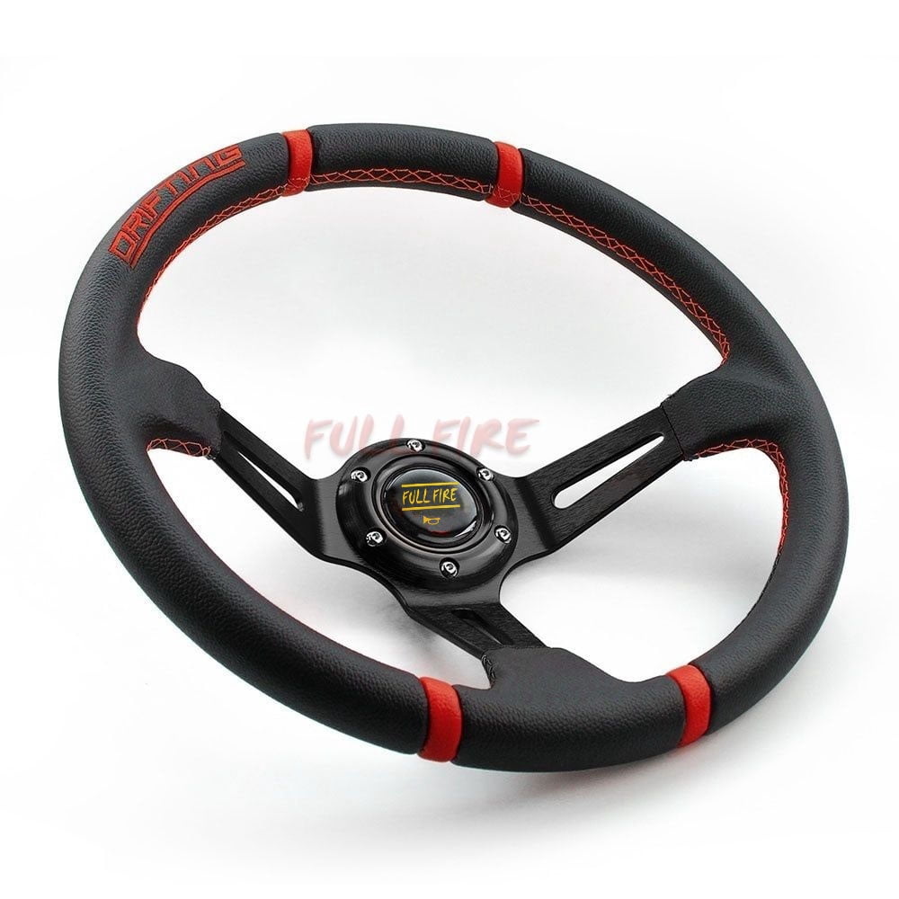 Car Universal 350MM leather steering wheel PVC Racing steering wheel sports