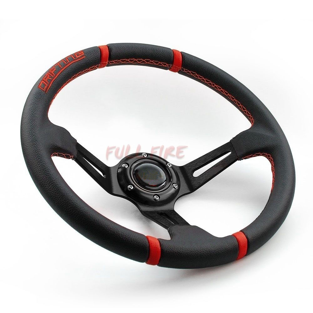 Car Universal 350MM leather steering wheel PVC Racing steering wheel sports