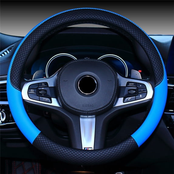 Car Universal 38Cm Steering Wheel Cover, Auto Interior Leather Protective Cover With Non - Slip Design, Four - Season Universal Steering Wheel Protector For Cars, Auto Interior