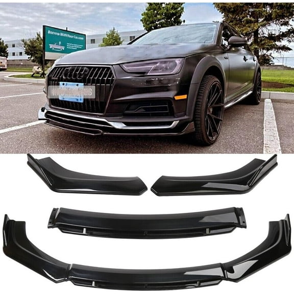 Car Universal Adjustable Front Bumper Lip Chin Spoiler Splitter 4PCS Diffuser Protector Compatible with Honda Civic Accord Volkswagen MK5 MK6 Toyota Hyundai Kona Volkswagen MK5 MK6 Mazda