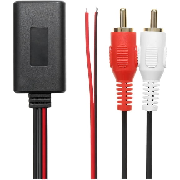 Car Universal Wireless Bluetooth Cable Adapter 1-Pack with 2 RCA Aux Audio Car Radio Connector Input Car Bluetooth Carb 12V Stereo Wireless Play