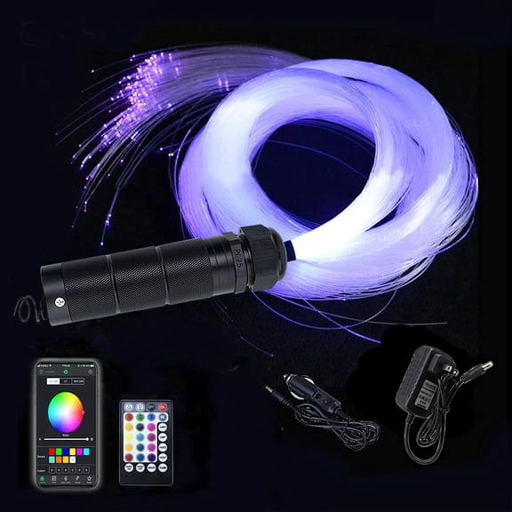 Car Use 6W RGBW 200pcs 0.03in 6.5ft Fiber Optic Lights Starlight Ceiling Light Kit End Glow Cable Music Mode APP Remote Sensory Lighting Indoor Home Hdliner Decoration