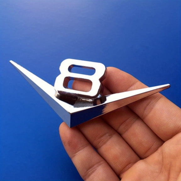 Car V6 And V8 Emblems, Large Displacement Modification Metal Stickers, 3D Three-Dimensional Rear Badges for Vehicle Body Decoration.