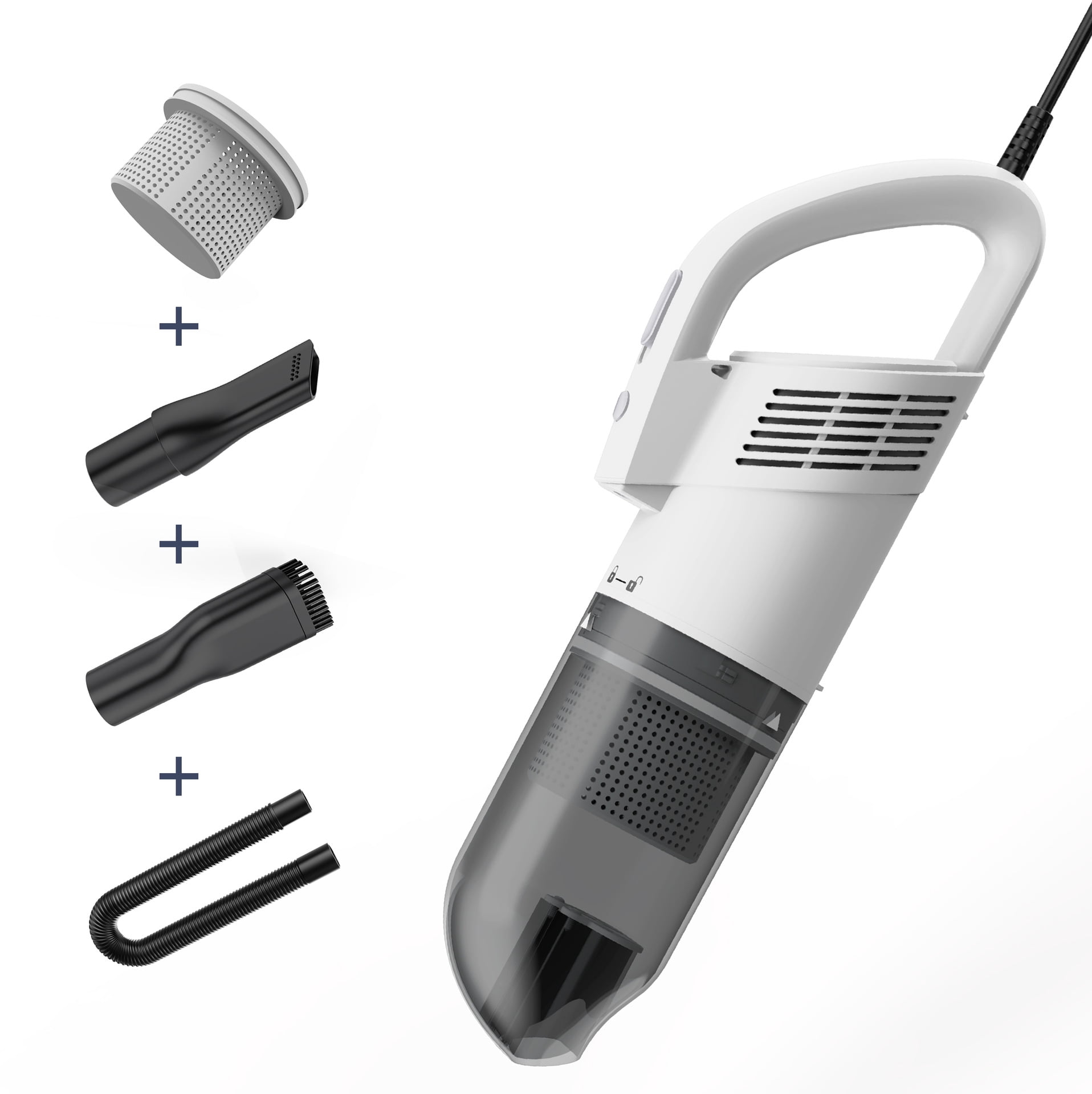 Car Vacuum Cleaner – 12000Pa Strong Suction Handheld Wet & Dry, 4.6M Long Cord, 15A Fuse, Washable Filter, Includes Crevice & Brush Nozzles for Car Interior Dust Pet Hair Food Residue