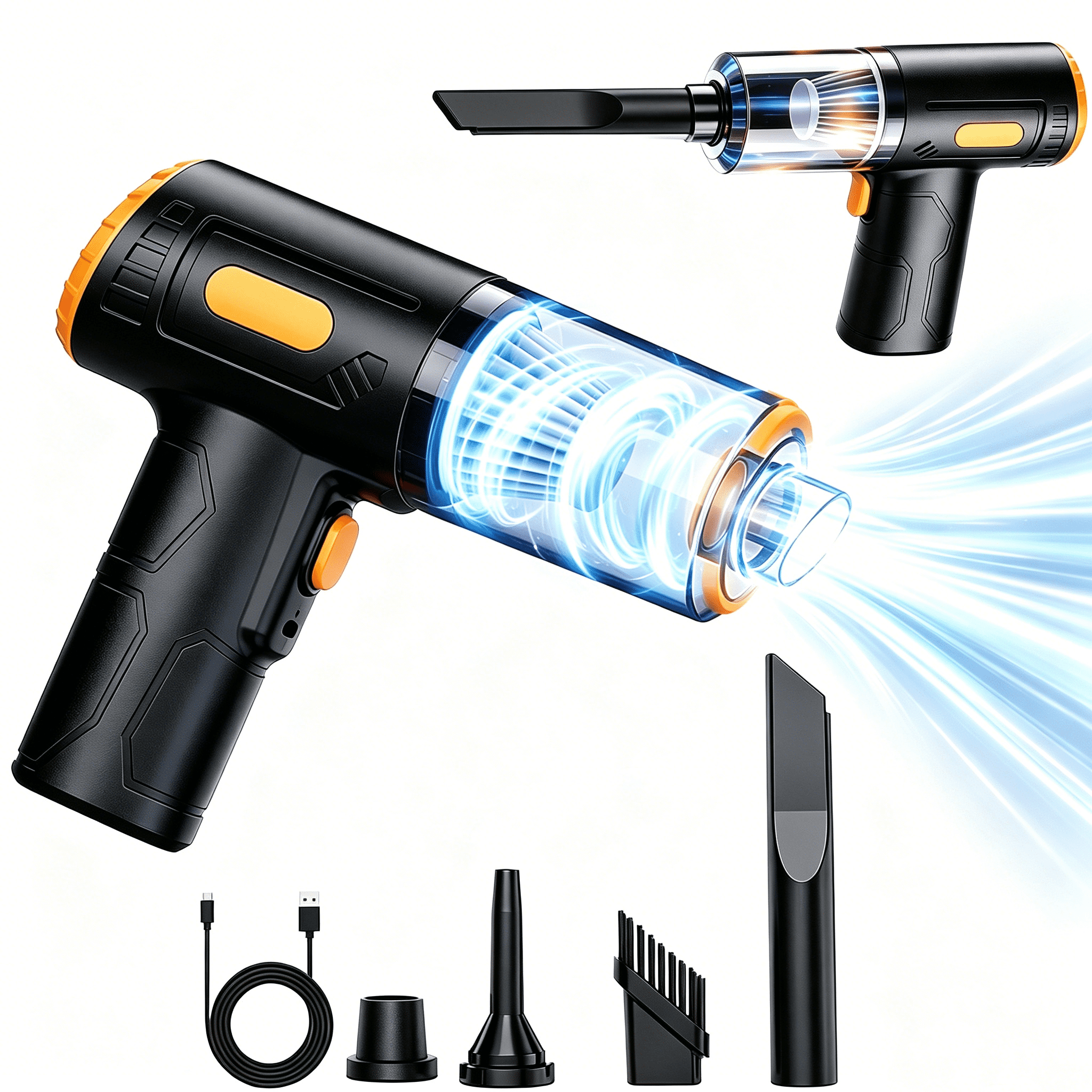 Car Vacuum Cleaner Cordless, 120W Handheld Vacuum &amp; Air Duster with LED Light, 4000Pa Suction Mini Portable Vacuum Cleaner with Multi Nozzles for Car Home Office Pet Cleaning deal from Walmart